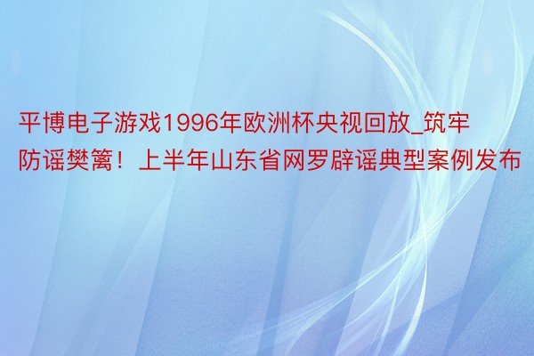 平博电子游戏1996年欧洲杯央视回放_筑牢防谣樊篱！上半年山东省网罗辟谣典型案例发布