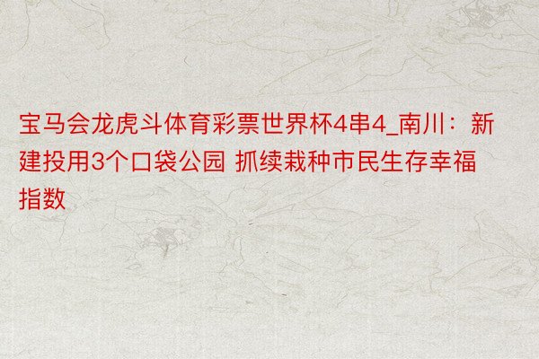 宝马会龙虎斗体育彩票世界杯4串4_南川：新建投用3个口袋公园 抓续栽种市民生存幸福指数