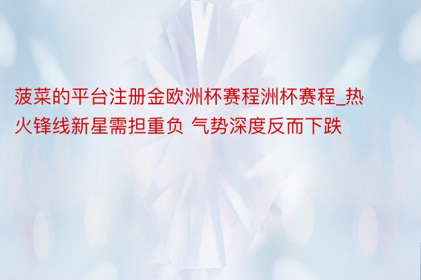 菠菜的平台注册金欧洲杯赛程洲杯赛程_热火锋线新星需担重负 气势深度反而下跌